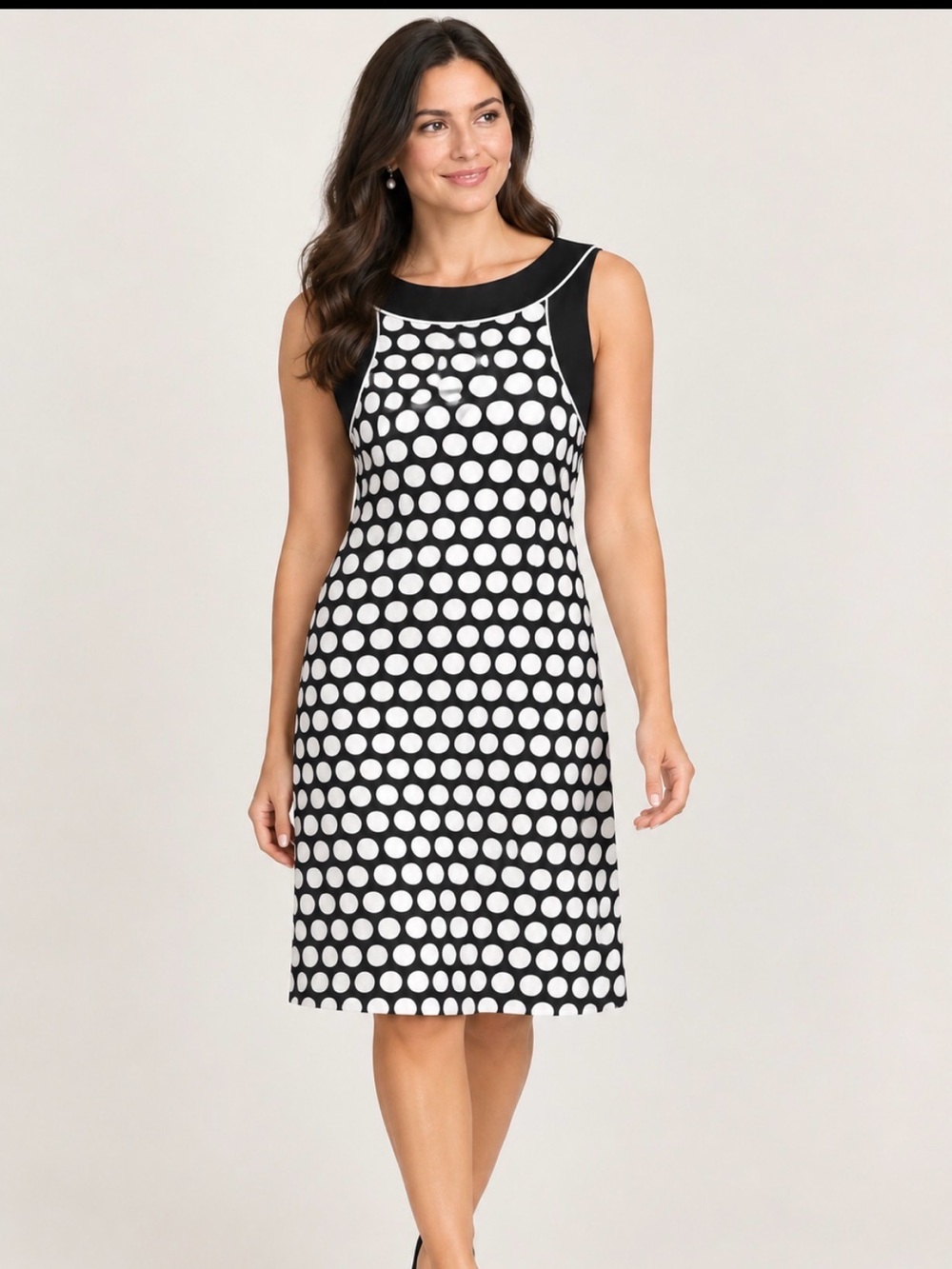 Ann Taylor Black and White Polka Dot Midi Dress Size 6